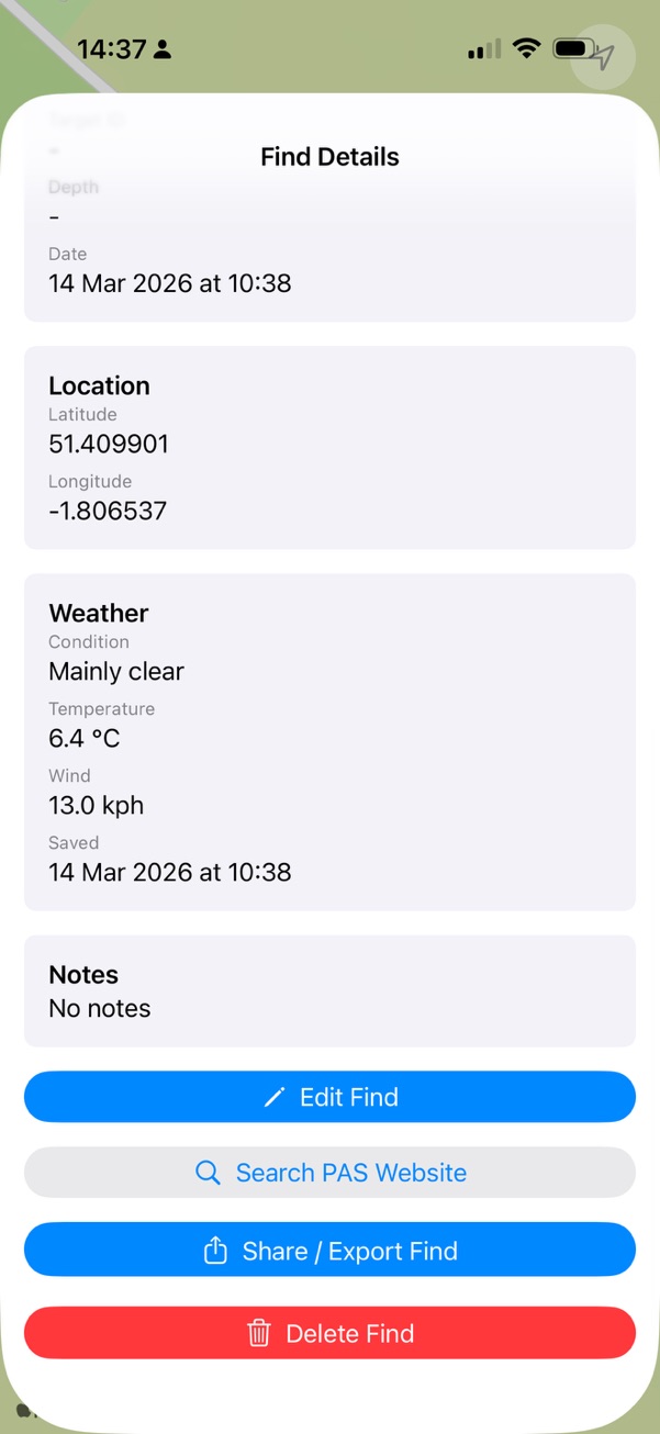 DetectMapper find details actions screen